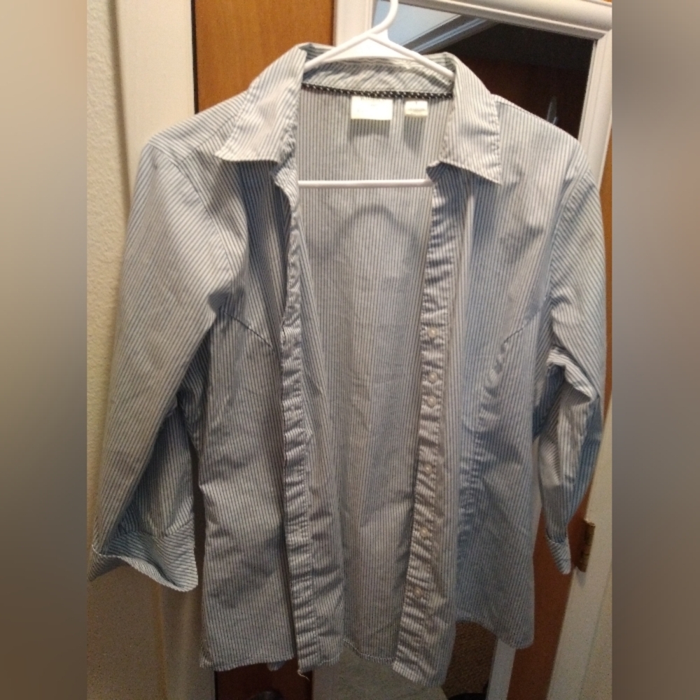 Blue Striped Button-Up Shirt